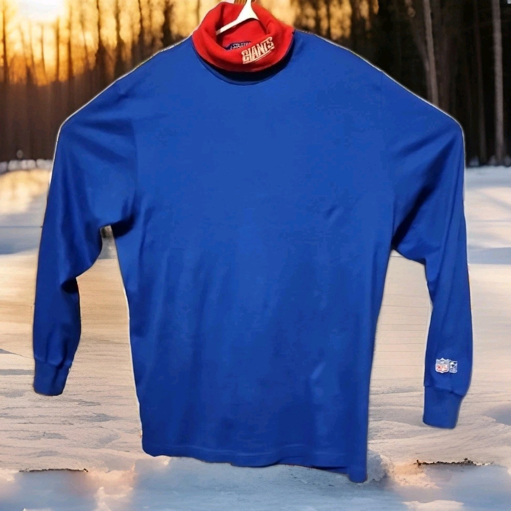Vintage Starter NFL New York Giants Blue Turtleneck Made In USA Size XL Blue Red